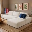 Sofá Evo. 2,70m Molas Ensacadas com Chaise Lounge Direita Velourê Cama inBox Sofá Evo. 2,70m Molas Ensacadas com Chaise Lounge Direita Velourê Cama inBox