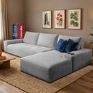 Sofá Evo. 2,70m Molas Ensacadas com Chaise Lounge Direita Velourê Cama inBox