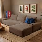 Sofá Evo. 2,70m Molas Ensacadas com Chaise Lounge Direita Velourê Cama inBox