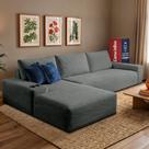 Sofá Evo. 2,70m Molas Ensacadas com Chaise Lounge Esquerda Velourê Cama inBox
