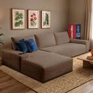 Sofá Evo. 2,70m Molas Ensacadas com Chaise Lounge Esquerda Velourê Cama inBox