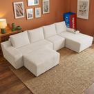 Sofá Evo. 3,40m Molas Ensacadas com Apoio Chaise Lounge Direita Velourê Cama inBox