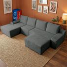 Sofá Evo. 3,40m Molas Ensacadas com Apoio Chaise Lounge Esquerda Velourê Cama inBox
