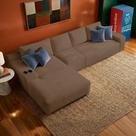 Sofá Evo. 3,40m Molas Ensacadas com Chaise Lounge Esquerda Velourê Cama inBox Sofá Evo. 3,40m Molas Ensacadas com Chaise Lounge Esquerda Velourê Cama inBox