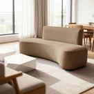 Sofá Feijão Orgânico Curvo 3 Lugar Suede Sala Contemporânea Cor:capuccino