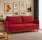 Sofá Fixo 2 Lugares Living Persa Veludo Vermelho Sofá Fixo 2 Lugares Living Persa Veludo Vermelho