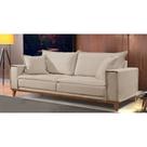 Sofá Fixo 3 Lugares Luxo 200 Cm Aquiles Bege Claro Sofá Fixo 3 Lugares Luxo 200 Cm Aquiles Bege Claro