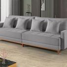 Sofá Fixo 4 Lugares M-199 2,20m Molas Bonnel Almofadas Soltas Linho Estofados Martins