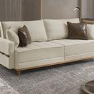 Sofá Fixo 5 Lugares M-203 2,40m Molas Bonnel, Almofadas Soltas e Revestimento em Linho Estofados Martins