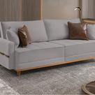 Sofá Fixo 6 Lugares M-203 2,60m Molas Bonnel Almofadas Soltas Linho Estofados Martins