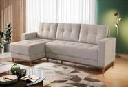 Sofá fixo com chaise, tecido suede creme