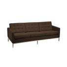 Sofá Fixo Florence Knoll 3 Lugares Cromado em Sintético Marrom