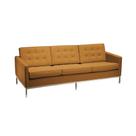 Sofá Fixo Florence Knoll 3 Lugares Inox em Sintético Caramelo