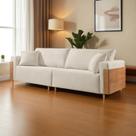 Sofá Fixo Heitor Pé de Madeira Luxo 1,60m Castellar Móbile Branco material sintético Off White