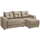 Sofá Florença 3 Lugares com Chaise Tecido Suede 200cm Cor Bege