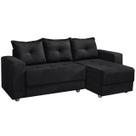Sofá Florença 3 Lugares com Chaise Tecido Suede 200cm Cor Preto