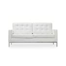 Sofá Florence Knoll 2 Lugares Cromado em Sintético Branco