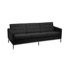 Sofá Florence Knoll 3 Lugares Cromado em Sintético Preto