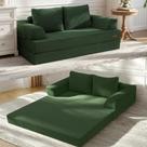 Sofá Futon Conversível COMAX de Veludo Cotelê Verde para Dois
