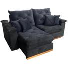 Sofá Gran Plus com Molas Ensacadas 4 Lugares Retrátil e Reclinável 230cm Tecido Veludo Império Cor Preto Sofá Gran Plus com Molas Ensacadas 4 Lugares Retrátil e Reclinável 230cm Tecido Veludo Império Cor Preto