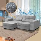 Sofá Grande Retrátil Impermeabilizado 3 Lugares 220 Cm Ravello Veludo Cinza Claro - SóSofá