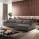 Sofá Grécia 4 lugares com Chaise Veludo 2,90M Cinza