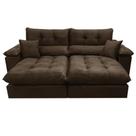 Sofá Harissa com Molas Ensacadas 4 Lugares Retrátil e Reclinável 250cm Tecido Veludo Ferreira Neto Cor Marrom