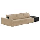 Sofá Ilha 3 Lugares Living 312cm Modulado Sala Lary Veludo Bege/PU Pto K01 - D'Rossi