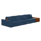 Sofá Ilha 4 Lugares Living 472cm Modulado Lary Veludo Azul Marinho K01 - D'rossi