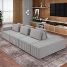 Sofá Ilha com Encosto e Almofadas Móveis Olimpo 365cm Modulado Veludo Cinza G45 - Gran Belo Sofá Ilha com Encosto e Almofadas Móveis Olimpo 365cm Modulado Veludo Cinza G45 - Gran Belo