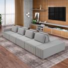 Sofá Ilha com Encosto e Almofadas Móveis Olimpo 465cm Modulado Veludo Cinza G45 - Gran Belo Sofá Ilha com Encosto e Almofadas Móveis Olimpo 465cm Modulado Veludo Cinza G45 - Gran Belo