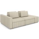 Sofá Ilha com Puff para Sala Living 245cm Amber M03 Linho Cru - Lyam Decor Sofá Ilha com Puff para Sala Living 245cm Amber M03 Linho Cru - Lyam Decor