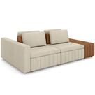 Sofá Ilha Com Puff Para Sala Living 285cm Amber M03 Linho Cru material sintético Whisky - Lyam Decor