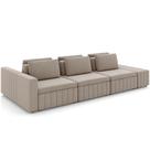 Sofá Ilha com Puff para Sala Living 365cm Amber M03 Veludo Bege - Lyam Decor