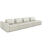 Sofá Ilha com Puff para Sala Living 425cm Amber M03 Bouclê Bege Claro - Lyam Decor