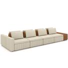 Sofá Ilha com Puff para Sala Living 425cm Amber M03 Linho Cru material sintético Whisky - Lyam Decor Sofá Ilha com Puff para Sala Living 425cm Amber M03 Linho Cru material sintético Whisky - Lyam Decor