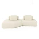 Sofá Ilha Dakota 2 Módulos 310cm Encostos Almofadas Soltas Bouclê OffWhite G33 - Gran Belo