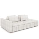 Sofá Ilha e Puff Sala Living 245cm Siesta M22 Bouclê Bege Claro - Mpozenato