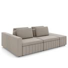Sofá Ilha e Puff Sala Living 265cm Siesta M22 Veludo Bege - Mpozenato