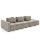 Sofá Ilha e Puff Sala Living 365cm Siesta M22 Veludo Bege - Mpozenato