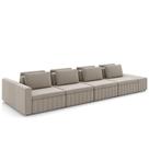 Sofá Ilha e Puff Sala Living 505cm Siesta M22 Veludo Bege - Mpozenato