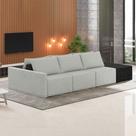 Sofá Ilha Modulado Milos 342cm Puff Lateral Cinza Preto Manchado Linho/PU G33 - Gran Belo Sofá Ilha Modulado Milos 342cm Puff Lateral Cinza Preto Manchado Linho/PU G33 - Gran Belo