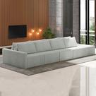 Sofá Ilha Modulado Milos 392cm Puff Lateral Bouclê Cinza G33 - Gran Belo Sofá Ilha Modulado Milos 392cm Puff Lateral Bouclê Cinza G33 - Gran Belo
