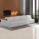 Sofá Ilha Modulado Milos 432cm Puff Lateral Cinza Preto Manchado Bouclê/PU G33 - Gran Belo Sofá Ilha Modulado Milos 432cm Puff Lateral Cinza Preto Manchado Bouclê/PU G33 - Gran Belo