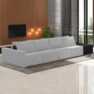 Sofá Ilha Modulado Milos 432cm Puff Lateral Cinza Preto Manchado Veludo/PU G33 - Gran Belo Sofá Ilha Modulado Milos 432cm Puff Lateral Cinza Preto Manchado Veludo/PU G33 - Gran Belo