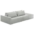 Sofá Ilha Modulado Puff Lateral Base Madeira Milos 232cm Linho Cinza G33 - Gran Belo Sofá Ilha Modulado Puff Lateral Base Madeira Milos 232cm Linho Cinza G33 - Gran Belo
