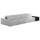 Sofá Ilha Modular Living com Puff 392cm Georgia K04 Bouclê Cinza/Preto - Mpozenato