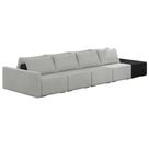 Sofá Ilha Modular Living com Puff 392cm Georgia K04 Linho Cinza/Preto - Mpozenato