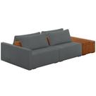 Sofá Ilha Modular Para Sala 232cm com Puff Dublin K01 Bouclê Cinza Sintético Caramelo - Lyam Decor Sofá Ilha Modular Para Sala 232cm com Puff Dublin K01 Bouclê Cinza Sintético Caramelo - Lyam Decor