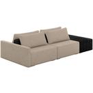 Sofá Ilha Modular Para Sala 232cm Com Puff Dublin K01 Linho Bege E Sintético Preto - Lyam Decor Sofá Ilha Modular Para Sala 232cm Com Puff Dublin K01 Linho Bege E Sintético Preto - Lyam Decor